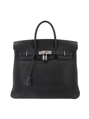 Hermes Haut Courroies Hac 32 Togo Black Handbag Silver